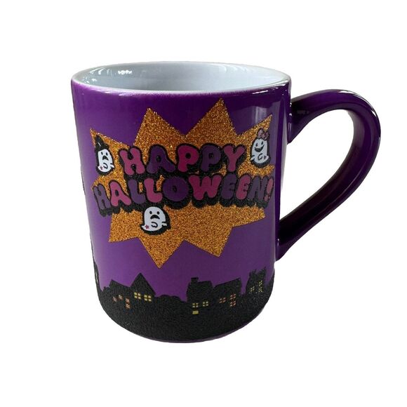 Hello Kitty Halloween Mummy Purple Glitter Coffee Mug 14oz New - Picture 3 of 7